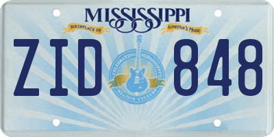MS license plate ZID848