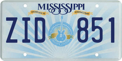 MS license plate ZID851