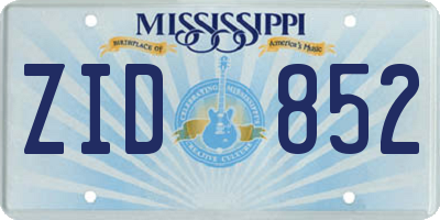 MS license plate ZID852