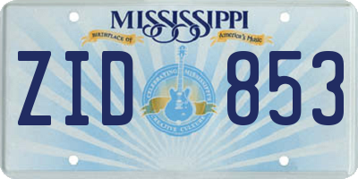 MS license plate ZID853