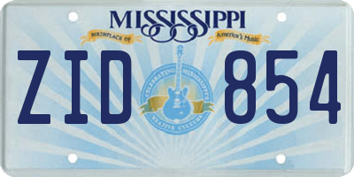 MS license plate ZID854
