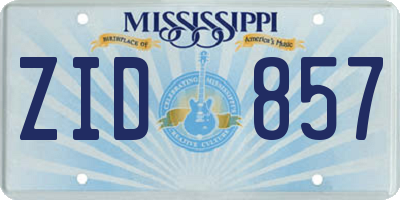MS license plate ZID857