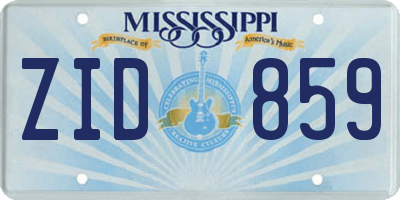 MS license plate ZID859