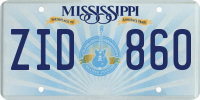 MS license plate ZID860