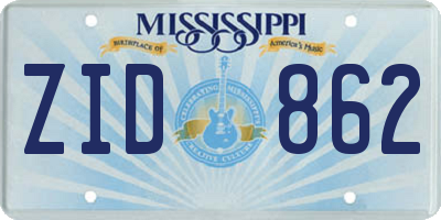 MS license plate ZID862