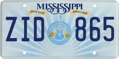 MS license plate ZID865