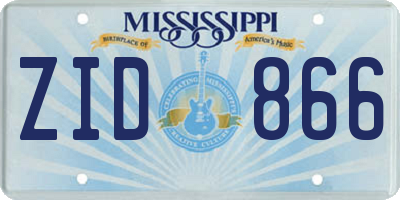 MS license plate ZID866