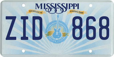 MS license plate ZID868