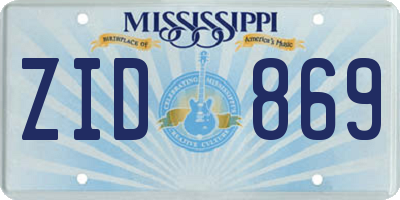MS license plate ZID869