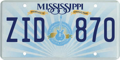 MS license plate ZID870