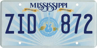 MS license plate ZID872