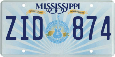 MS license plate ZID874