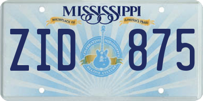MS license plate ZID875