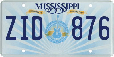 MS license plate ZID876