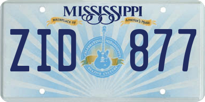MS license plate ZID877