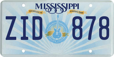MS license plate ZID878