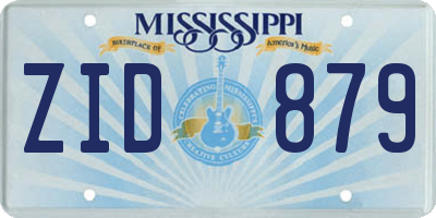 MS license plate ZID879