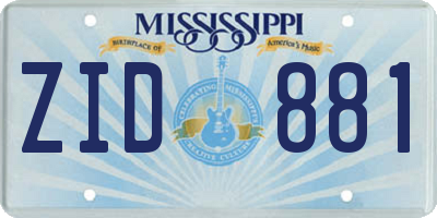 MS license plate ZID881