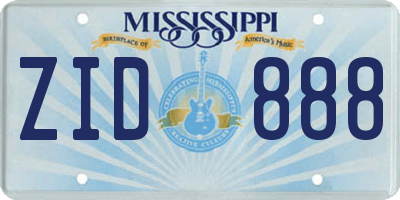 MS license plate ZID888