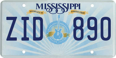 MS license plate ZID890