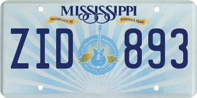 MS license plate ZID893