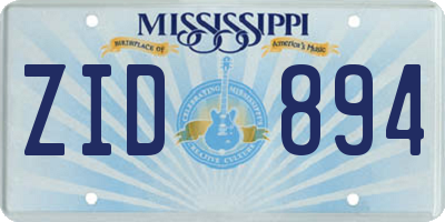 MS license plate ZID894