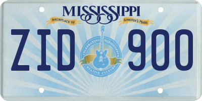 MS license plate ZID900