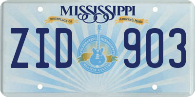 MS license plate ZID903