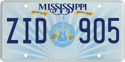 MS license plate ZID905