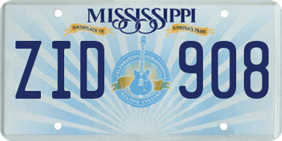 MS license plate ZID908
