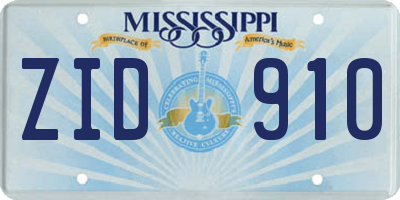 MS license plate ZID910