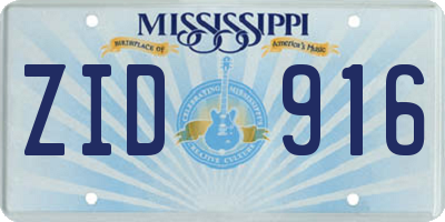 MS license plate ZID916