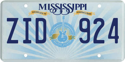 MS license plate ZID924