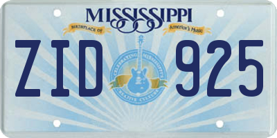 MS license plate ZID925