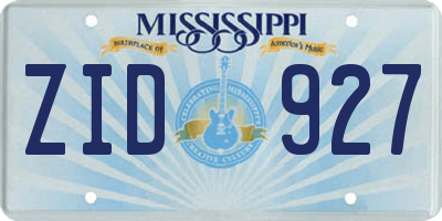 MS license plate ZID927