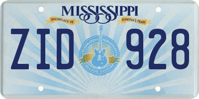 MS license plate ZID928