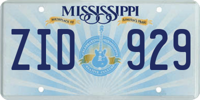 MS license plate ZID929
