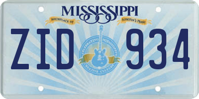 MS license plate ZID934