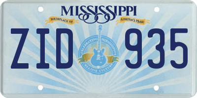 MS license plate ZID935