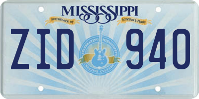 MS license plate ZID940