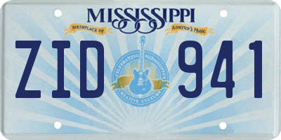MS license plate ZID941