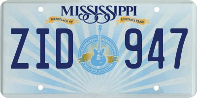 MS license plate ZID947