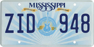 MS license plate ZID948