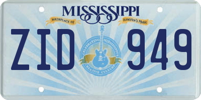 MS license plate ZID949