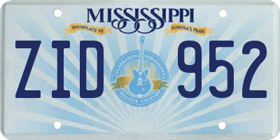 MS license plate ZID952