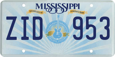 MS license plate ZID953