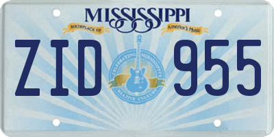 MS license plate ZID955
