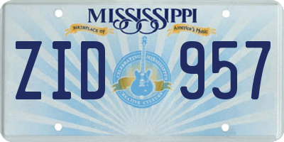 MS license plate ZID957