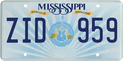 MS license plate ZID959
