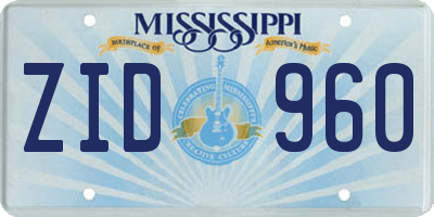 MS license plate ZID960